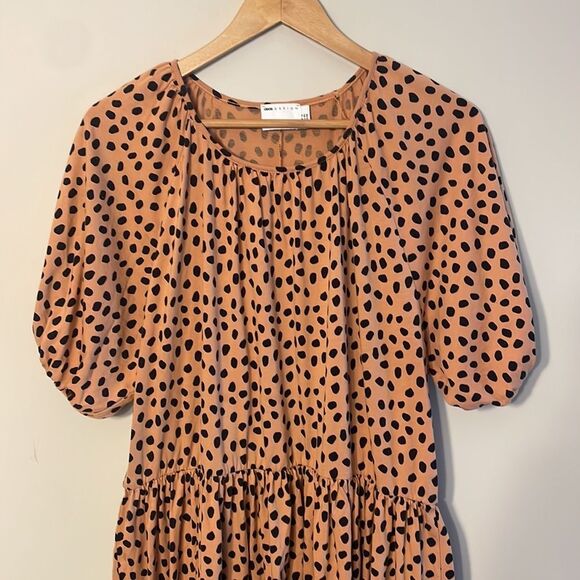 ASOS Design Gathered Neck Midi Dress in Leopard Print Size 8 - Picture 4 of 9